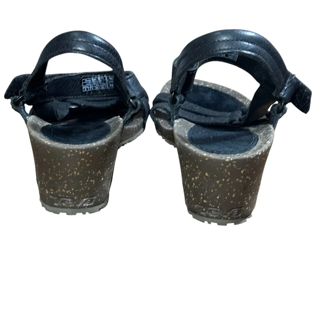 Teva Ventura Black Leather Wedge Ankle Strap Sandals 4253. Women’s 9 - Picture 3 of 5